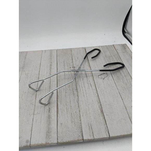 Tongs Salad BBQ Grilling Serving Utensil 10 3/4" Metal Black Nylon Coated Handle - Picture 4 of 7